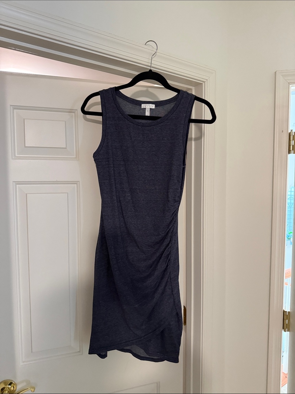 Sleeveless Navy Ruched Side Dress - Leith